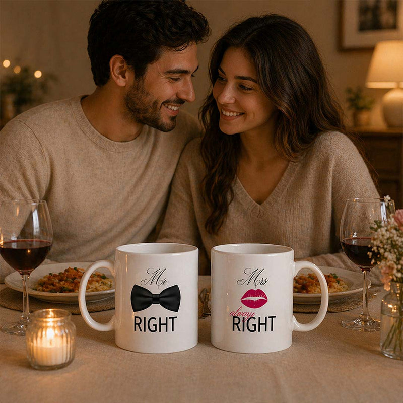 Mr Right & Mrs Always Right Mug Set of 2 | Funny Couple Gift | Love Craft Gifts™