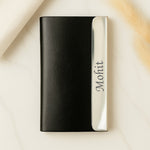 Personalized Leather Card Holder with Nameplate – Elegant Business Card Wallet | Love Craft Gifts