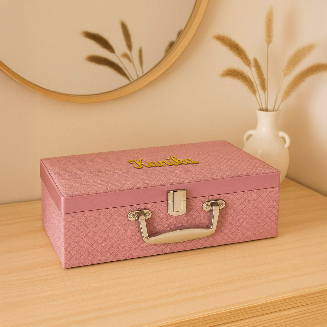Pink Non-Velvet Bangle Box with Personalization | Love Craft Gifts