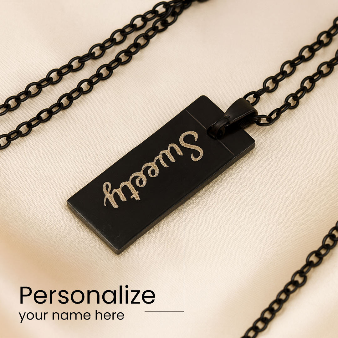 Custom Voice QR Code & Name Engraved Black Pendant Necklace | Love Craft Gifts