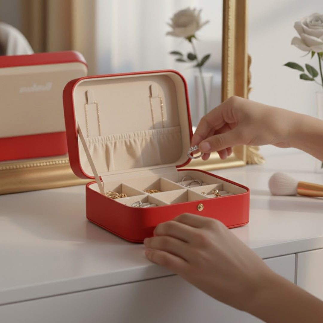 Red Customized Jewelry Travel Case with Name & Cartoon | Love Craft Gifts