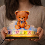 Personalized Teddy Name LED Acrylic Lamp – Custom Kids Night Light (7x5 Inch) | Love Craft Gifts
