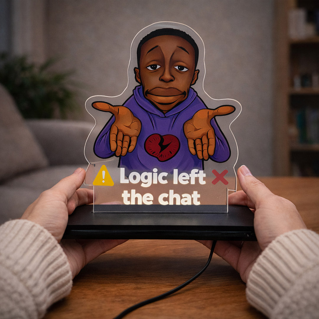 Logic Left The Chat LED Acrylic Lamp – Funny Meme Table Decor (7x5 Inch) | Love Craft Gifts