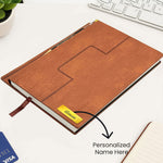Personalized Brown Leather Notebook with Pen – Custom Name Diary Gift Set | Love Craft Gifts