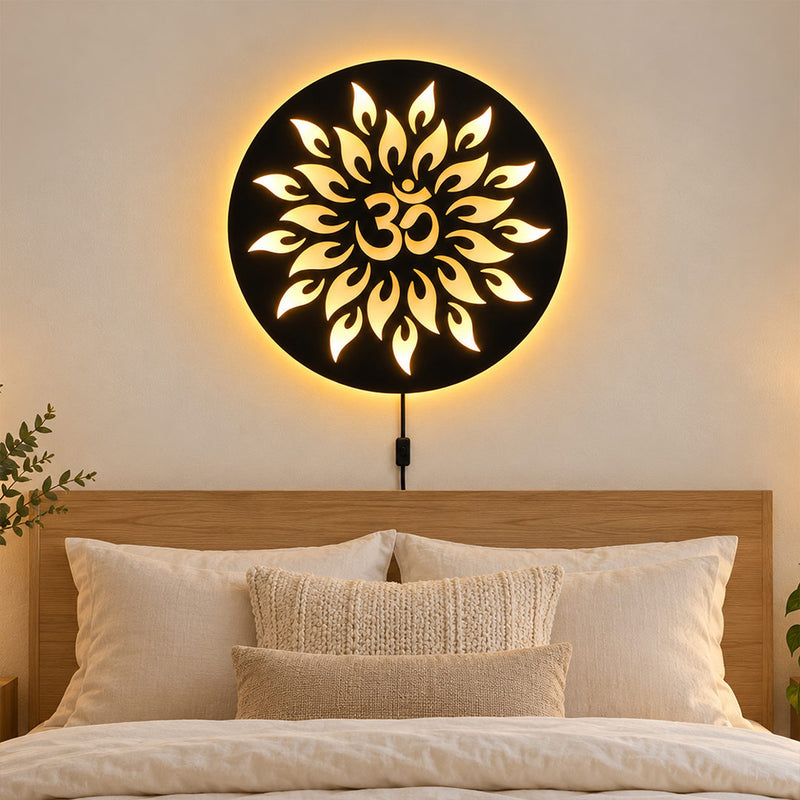 Om Mandala Wall Light with Warm LED Glow | Love Craft Gifts™