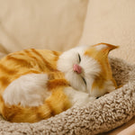 Realistic Meowing Sleeping Cat Toy – Ginger Color | Love Craft Gifts