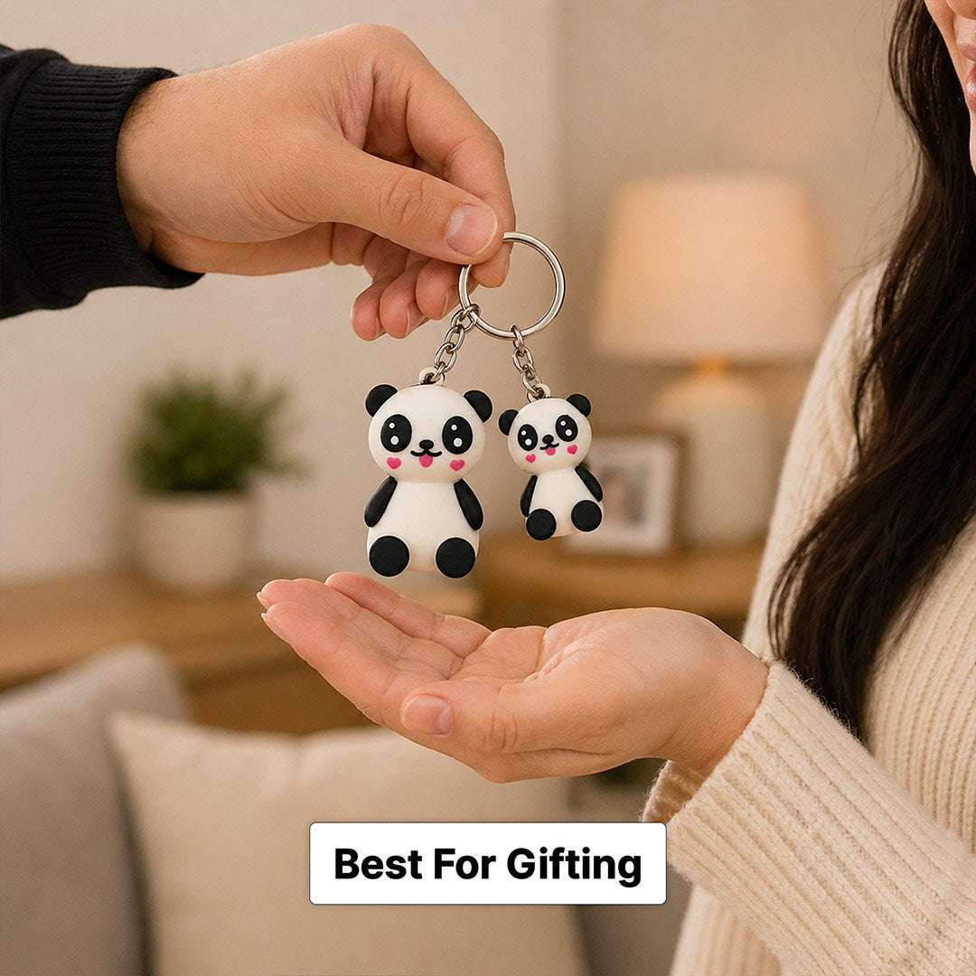 Cute Panda Couple Keychain Set – Adorable Cartoon Panda Keyring Gift for Girls, Kids & Best Friends (Standard Gift Size) | Love Craft Gifts™