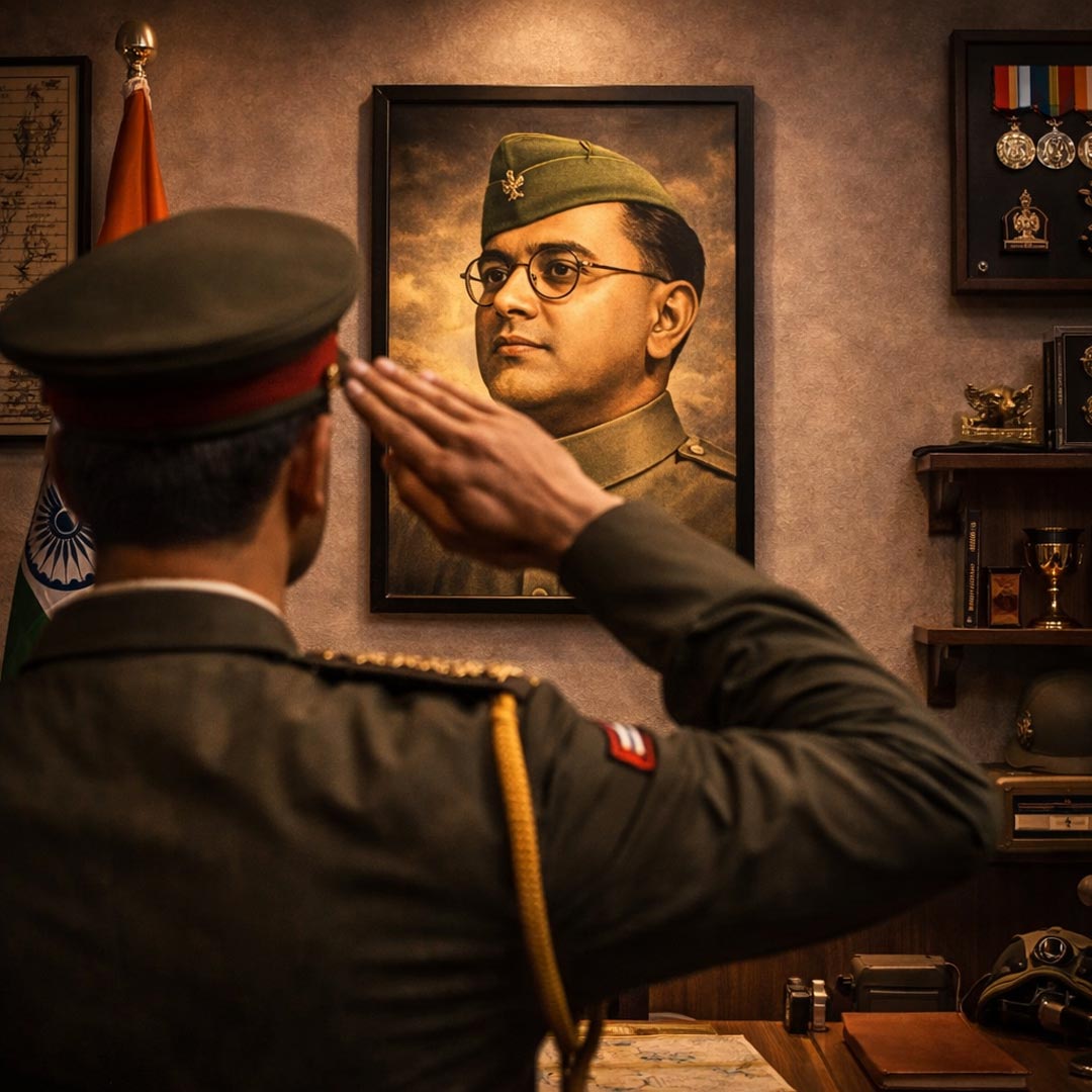 Netaji Subhash Chandra Bose Patriotic Portrait Wall Frame – Inspirational Indian Leader Wall Art | Love Craft Gifts