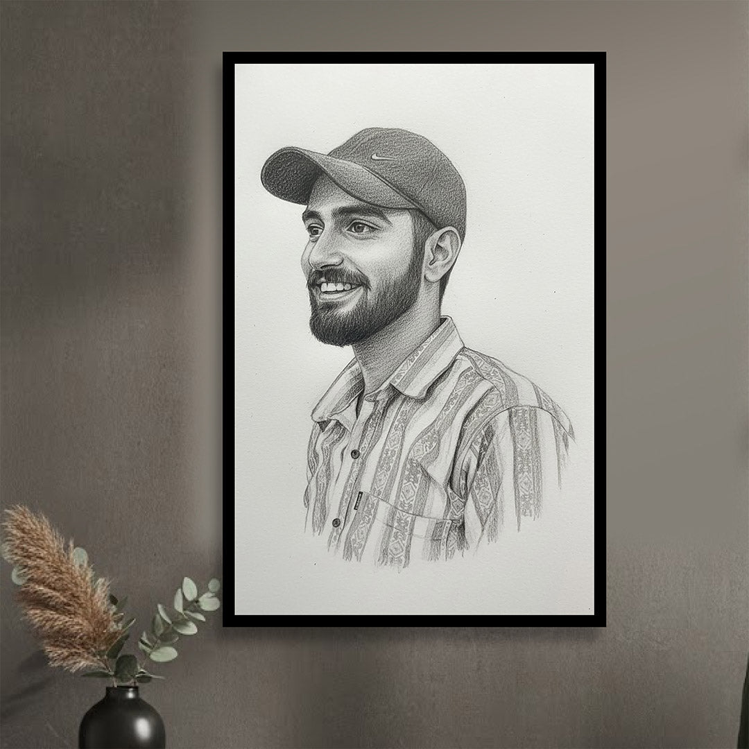 Personalized Pencil Sketch Portrait Wall Frame | Love Craft Gifts