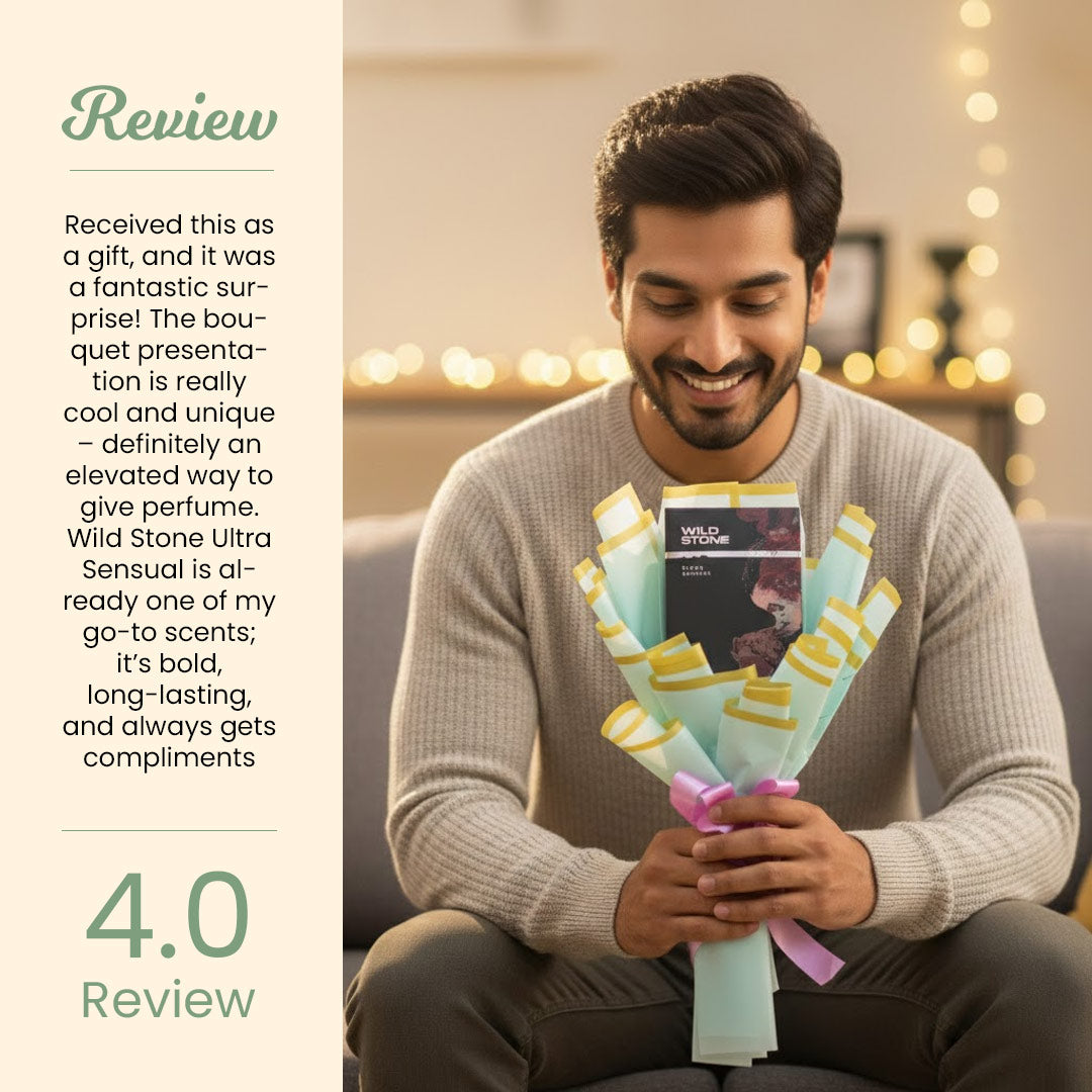 Customized Wild Stone Perfume Bouquet – With Name & Illustrated Photo | Premium Gift Bouquet