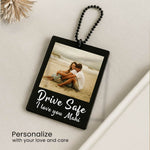 Personalized Car Hanger with Photo & Text – 3x2.5 inch Black Acrylic Tag | Love Craft Gifts