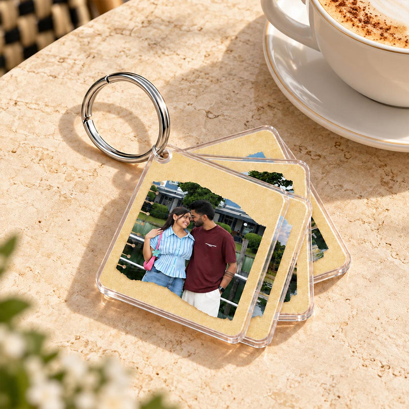 Personalized 6-Piece Photo Keychain | Double-Sided Acrylic Memory Gift for Couples | Love Craft Gifts™