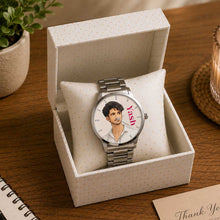 Personalized Stainless Steel Watch for Men | Custom AI Photo Illustration Analog Wrist Watch with Gift Box | Love Craft Gifts™