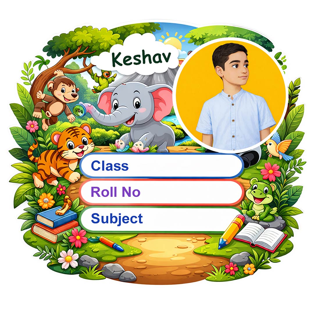 Personalized Jungle Theme Kids Name Slips (2x3 Inch, 28 Stickers) – Custom Name & Photo School Labels | Love Craft Gifts