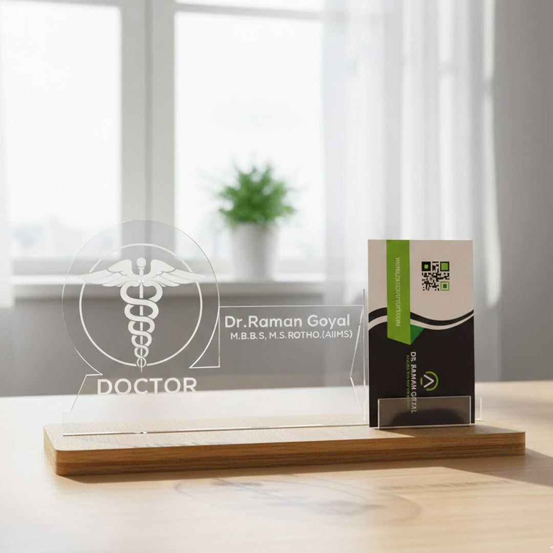 Personalized Acrylic Desk Name Plate for Doctors | Acrylic Desk Name Plate | Love Craft Gifts