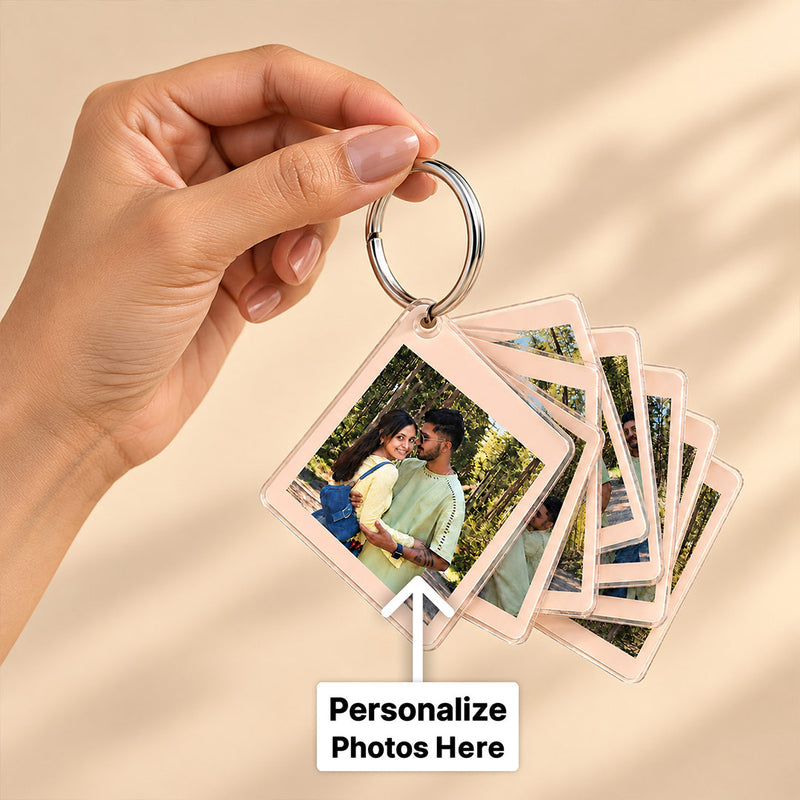 Personalized Acrylic Photo Keychain 2.5x2.5" | 12 Photos 6-Piece Memory Gift | Love Craft Gifts™