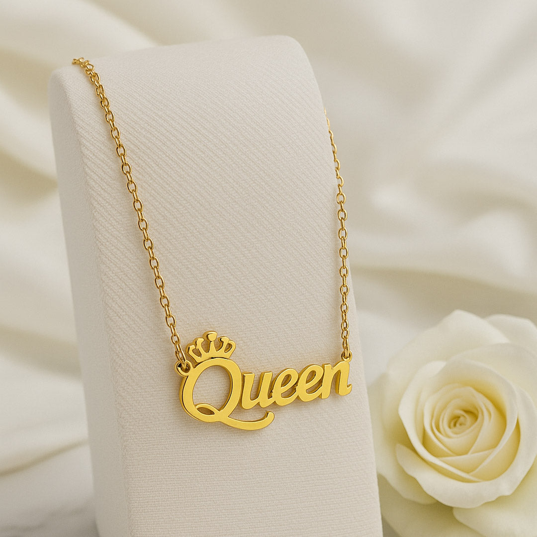 Custom Name Crown Pendant Necklace – Gold-Plated Personalized Jewelry | Love Craft Gifts
