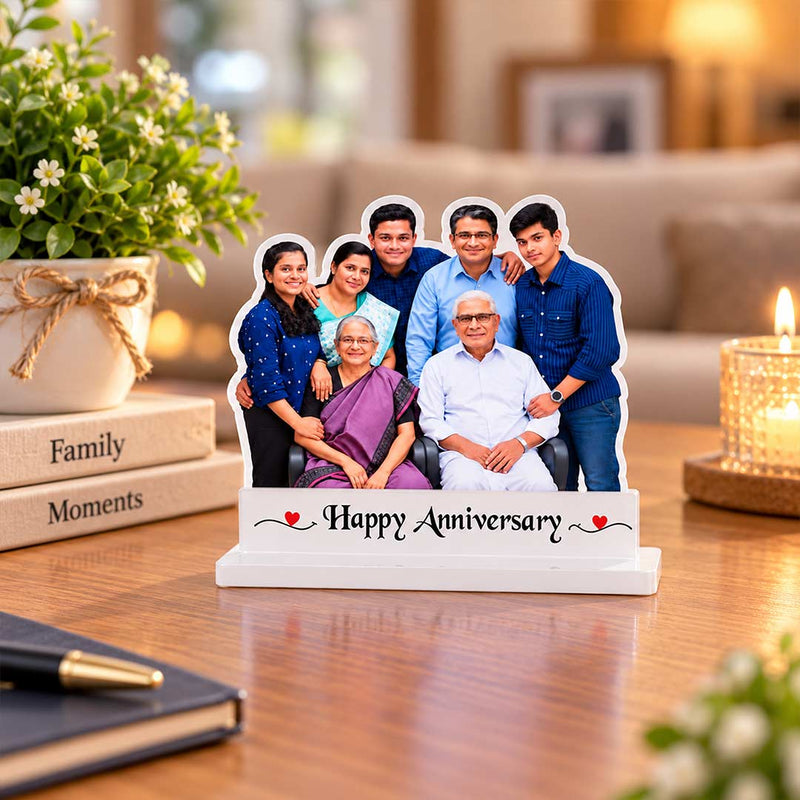 Personalized Anniversary Family Photo Stand | Custom Cutout Tabletop Memory Gift | Love Craft Gifts™