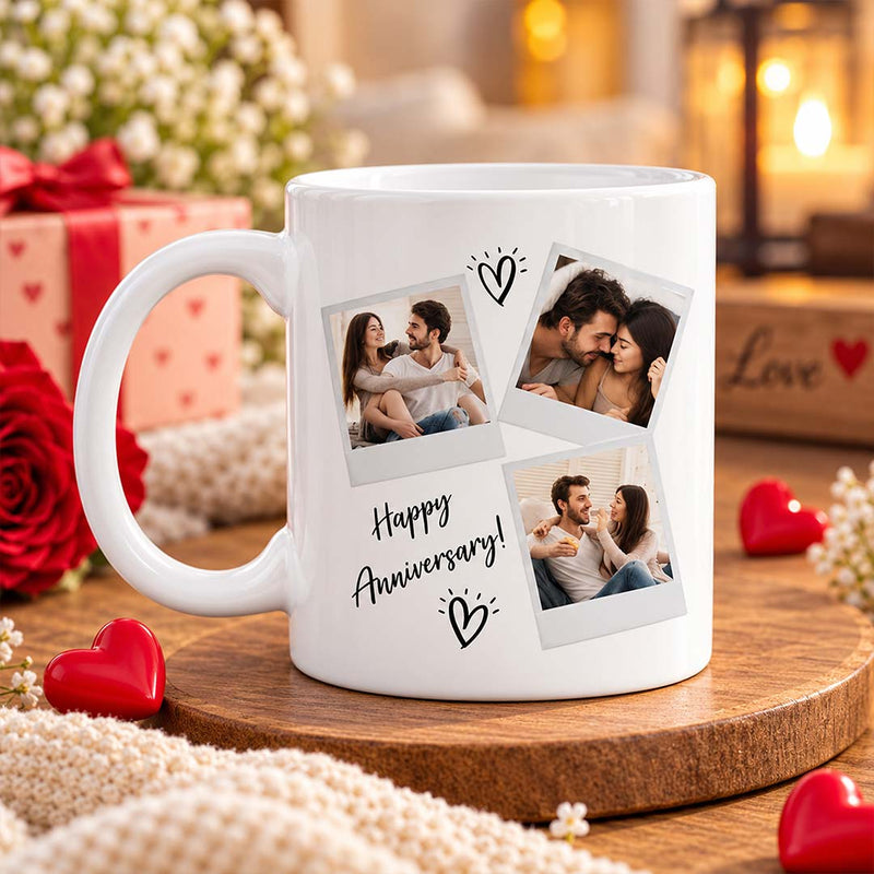 Personalized Anniversary Photo Collage Mug 250ml | Custom 3-Photo Couple Gift | Love Craft Gifts™