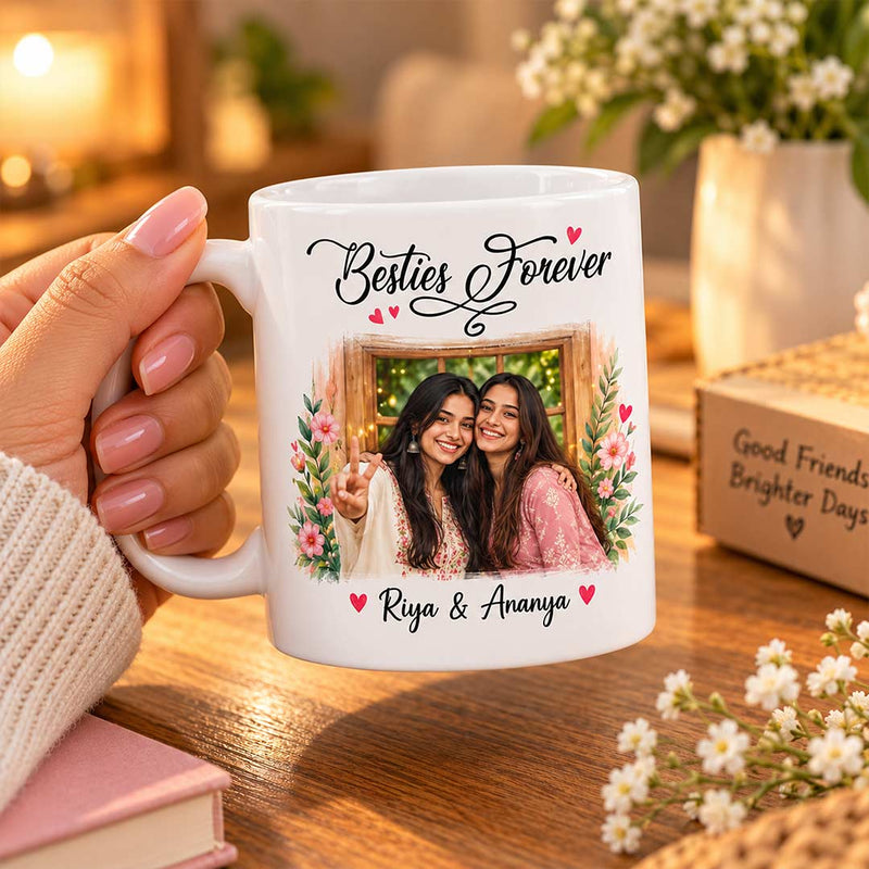 Personalized BFF Photo Mug | Custom Photo & 2 Names Friendship Gift | Love Craft Gifts™