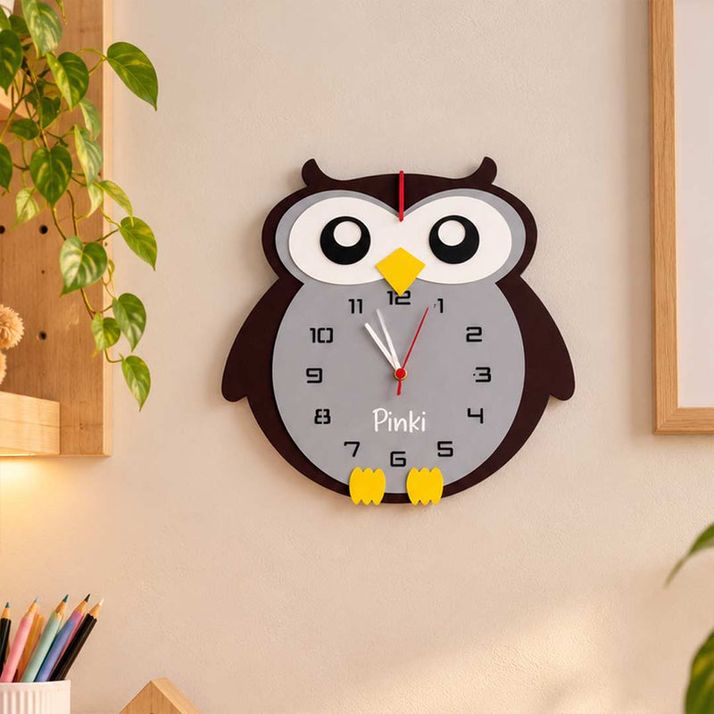 Personalized Baby Name Wall Clock | Owl-Shaped Kids Room Gift | Love Craft Gifts™