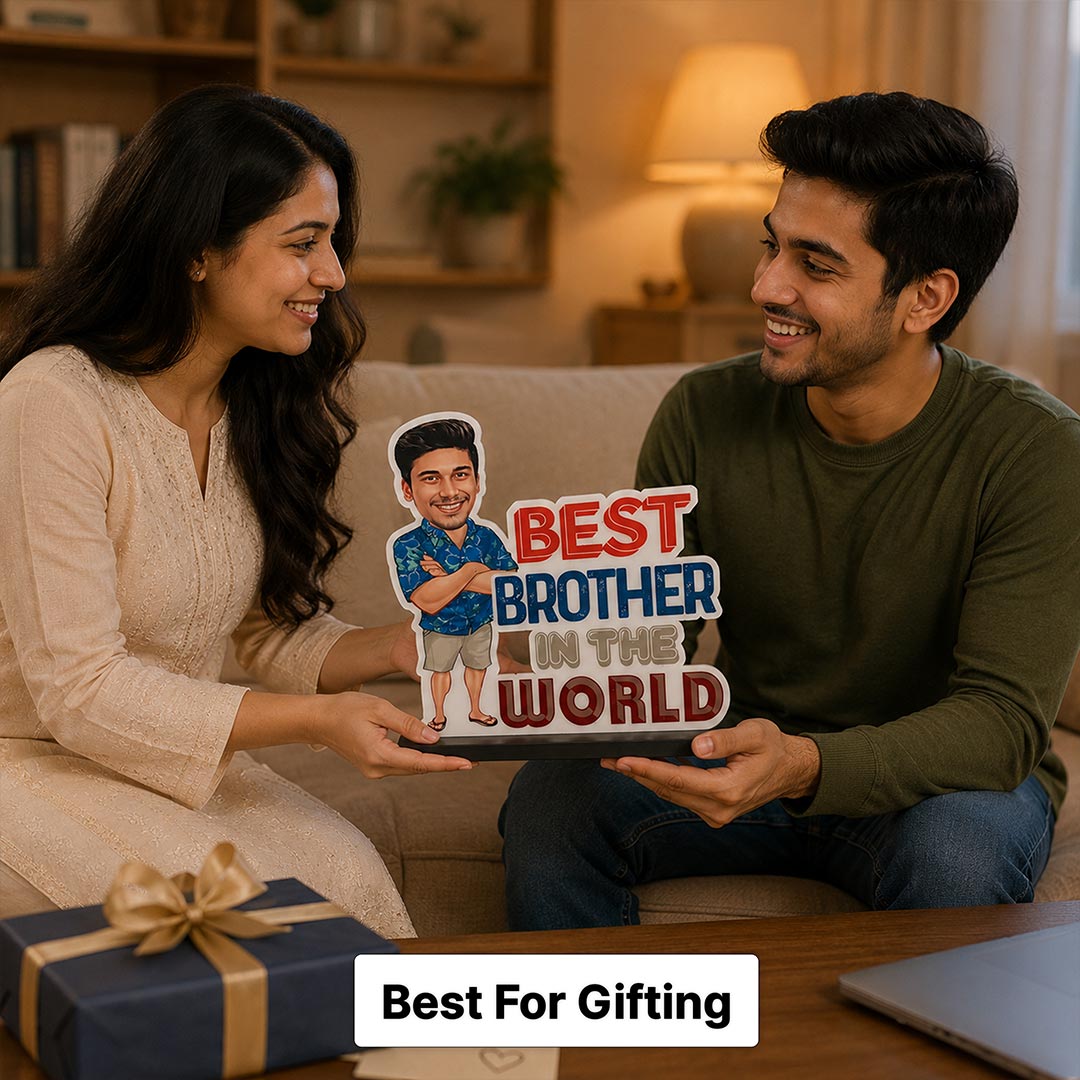 Personalized Best Brother Photo Stand 6x8" | Custom Caricature Keepsake