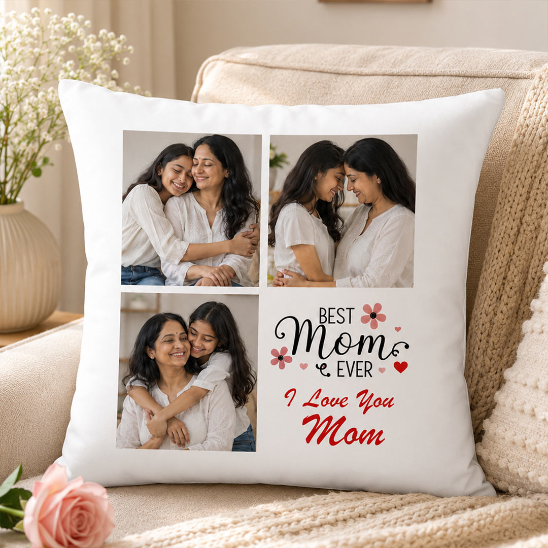 Personalized Best Mom Ever Photo Cushion Cover | Custom Mother’s Day Gift for Mom, Mother & Family - 10x10" | Love Craft Gifts™