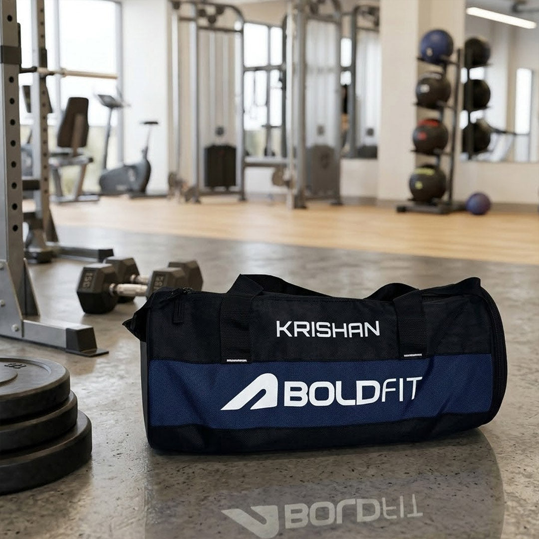 Personalized Boldfit Gym Duffle Bag – Custom Name Sports Travel Bag with Shoe Compartment (20L) | Love Craft Gifts