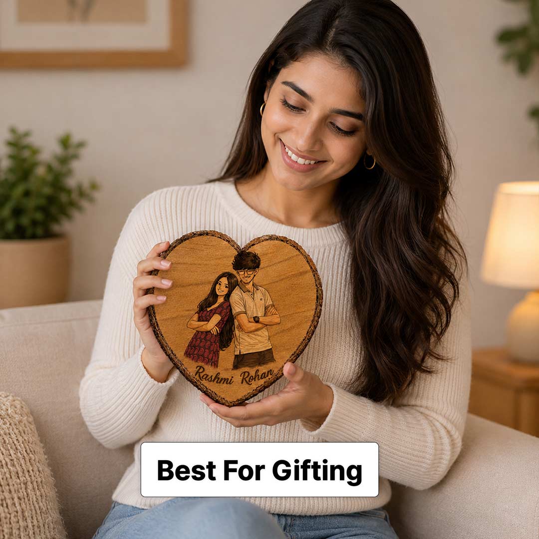 Personalized Brother Sister Wooden Heart Slice | Custom Photo & Name Keepsake | 7×7 Inch | Love Craft Gifts™