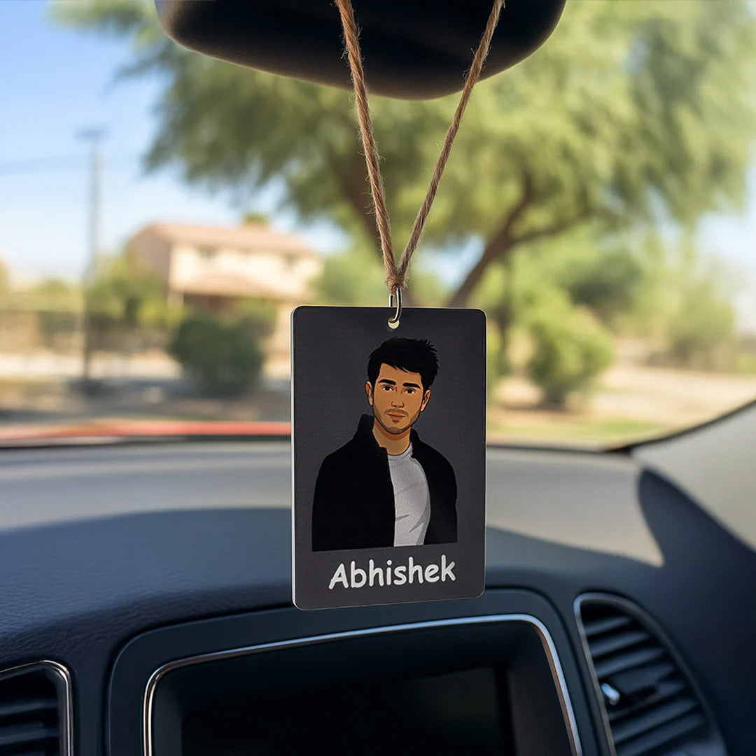 Personalized Cartoon Photo Car Hanger | Car Hanger | Love Craft Gifts