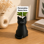 Personalized Cat Plant Pot with Custom Name | Cute Cat-Shaped Planter for Desk, Table & Home Décor