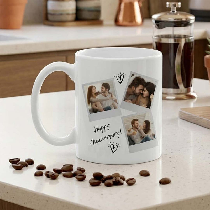 Personalized Ceramic Couple Mug | 3-Photo Anniversary Keepsake | Love Craft Gifts™