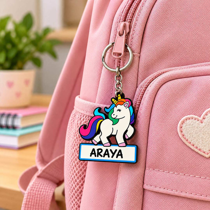 Personalized Child Bag Tag 2x3" with Unicorn, Football, Cricket & Vehicle Themes | Love Craft Gifts™