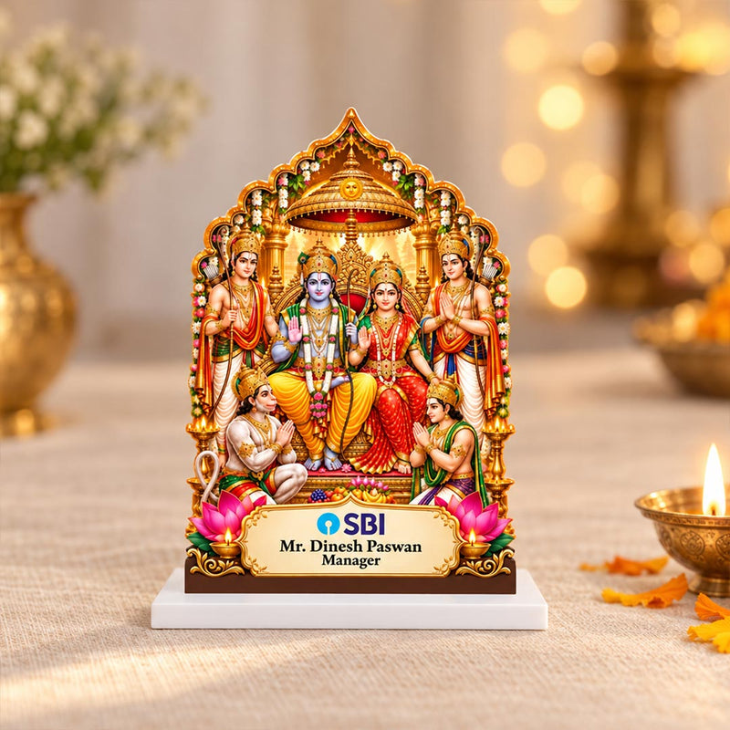 Personalized Corporate Desk Stand 6x7" | Ram Darbar Festive Office Decor | Love Craft Gifts™