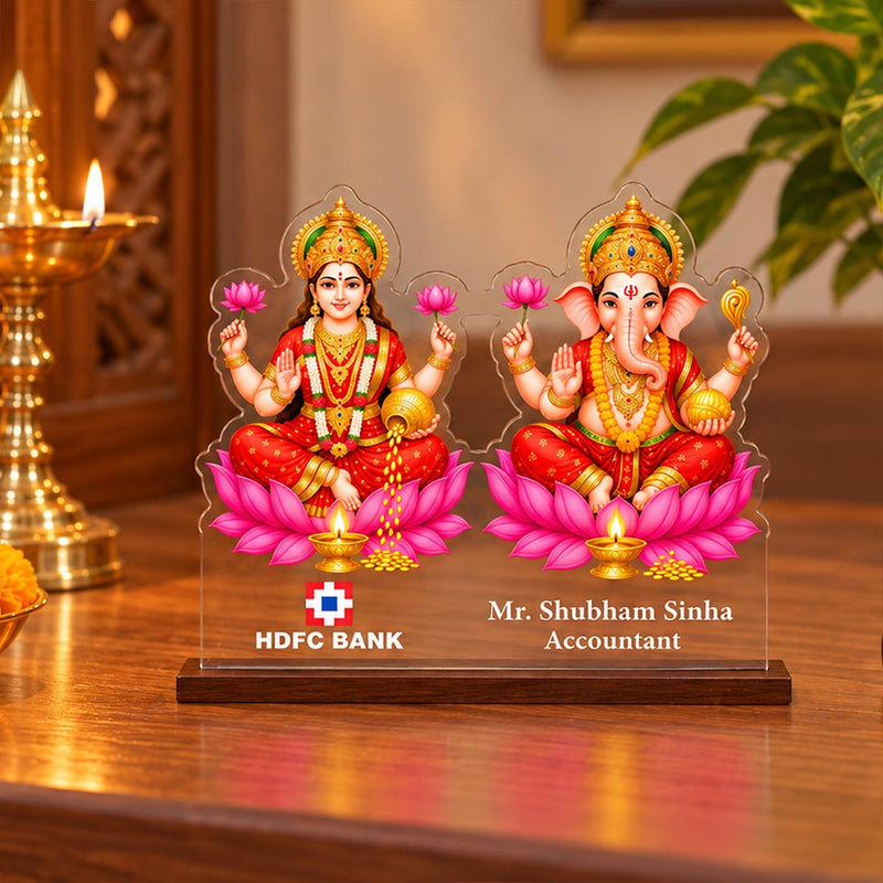 Personalized Corporate Diwali Gift for Clients & Employees | Acrylic Lakshmi Ganesha Display