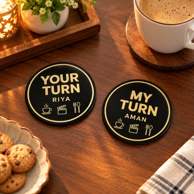 Personalized Couple Decision Coin 3x3" with Your Turn My Turn Design | Love Craft Gifts™