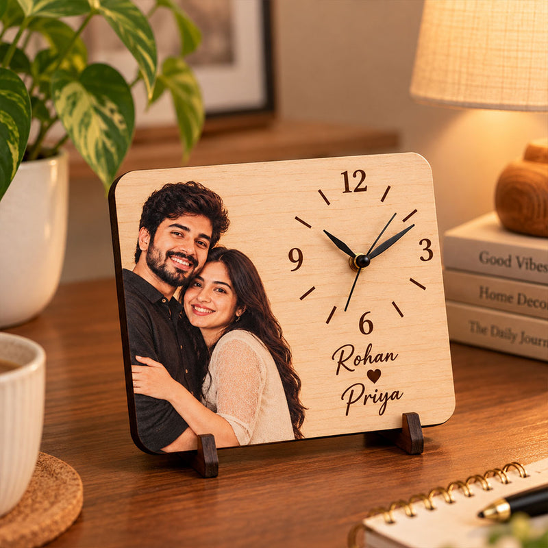 Personalized Couple Keepsake Clock with Photo and Heart Design | Love Craft Gifts™