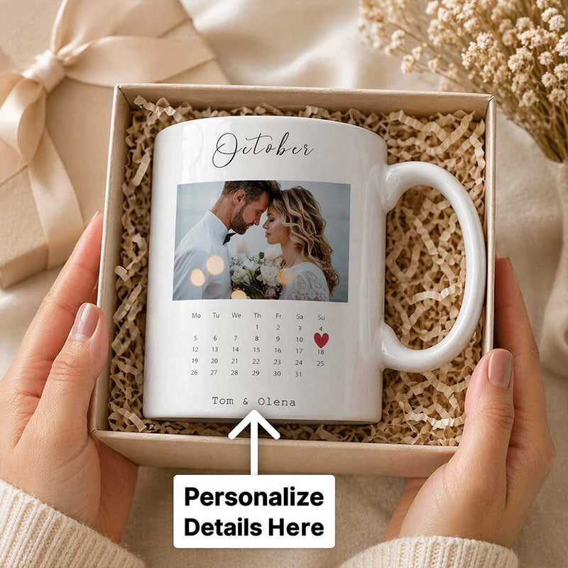 Personalized Couple Memory Mug | Photo Calendar Anniversary Gift | Love Craft Gifts™