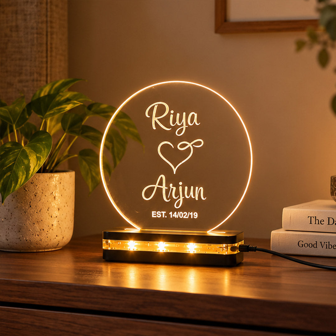 Personalized Couple Names LED Acrylic Lamp | Custom Special Date Light | Love Craft Gifts™