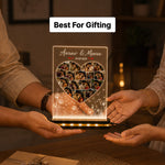 Personalized Couple Photo Collage Lamp 7x8" | Heart Design with Names and Date | Love Craft Gifts™