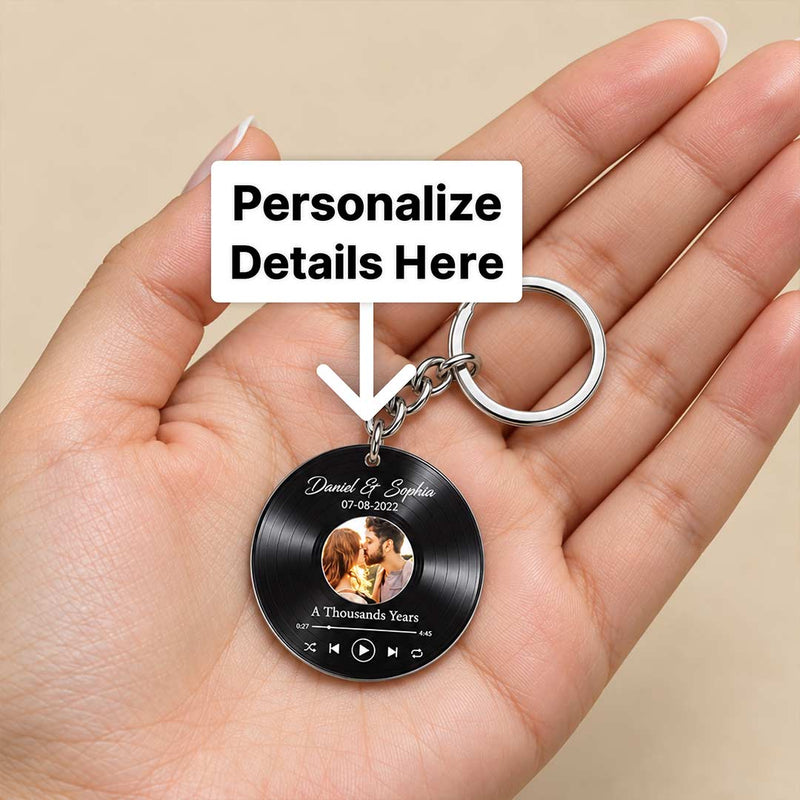 Personalized Couple Photo Music Keychain 3x3" | Custom Vinyl Record Keepsake Gift | Love Craft Gifts™
