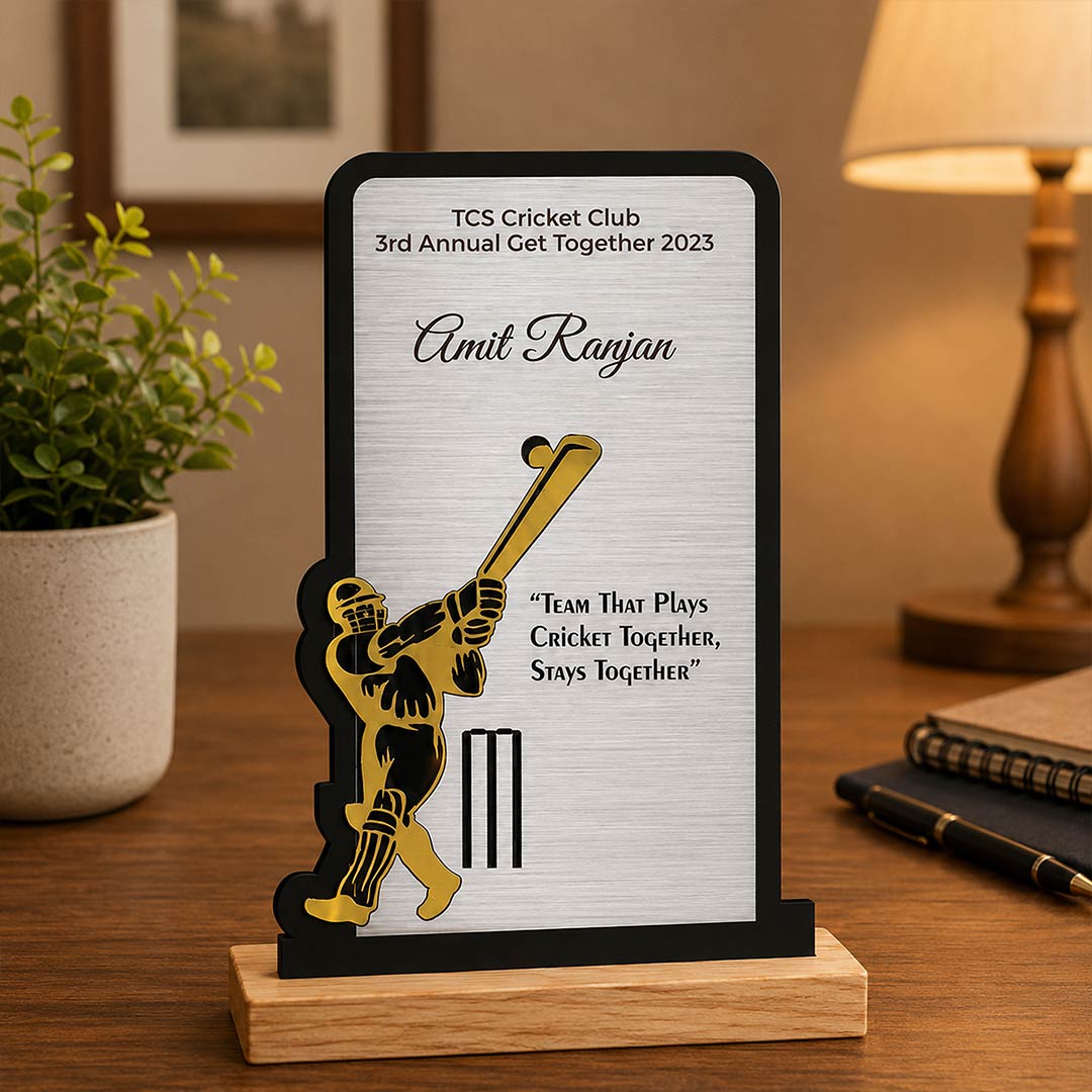 Personalized Cricket Name Wooden Table Stand 9x8 Inch | Love Craft Gifts™