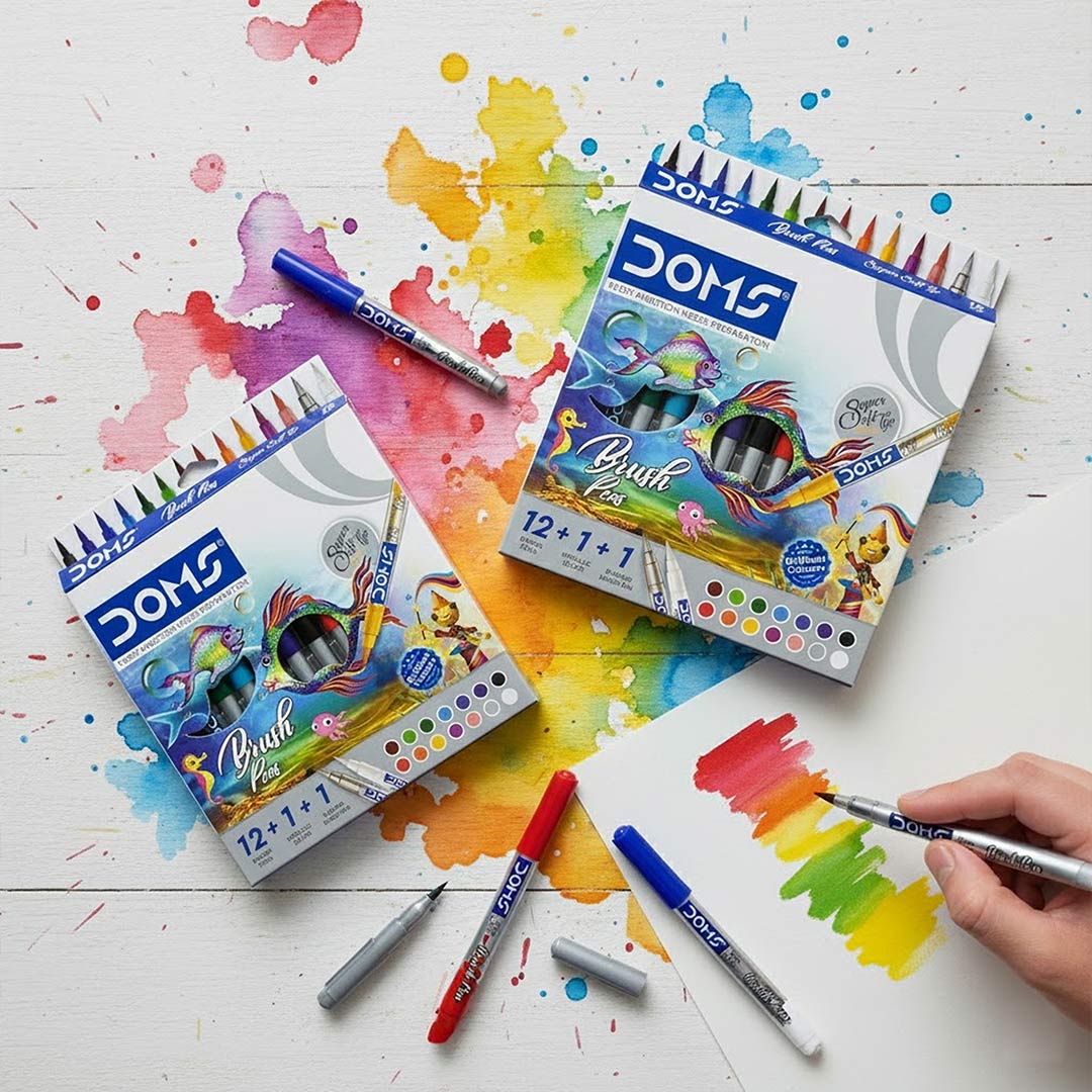 Personalized DOMS Brush Pen Set – 12 Shades + Metallic Silver + Blender | Love Craft Gifts