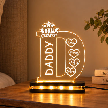 Personalized Daddy LED Acrylic Name Lamp 6x7″ | Custom Kids Names | Love Craft Gifts™