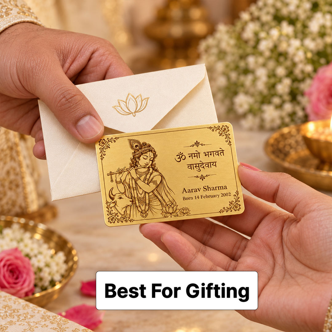 Personalized Devotional Krishna Name Card | Love Craft Gifts™