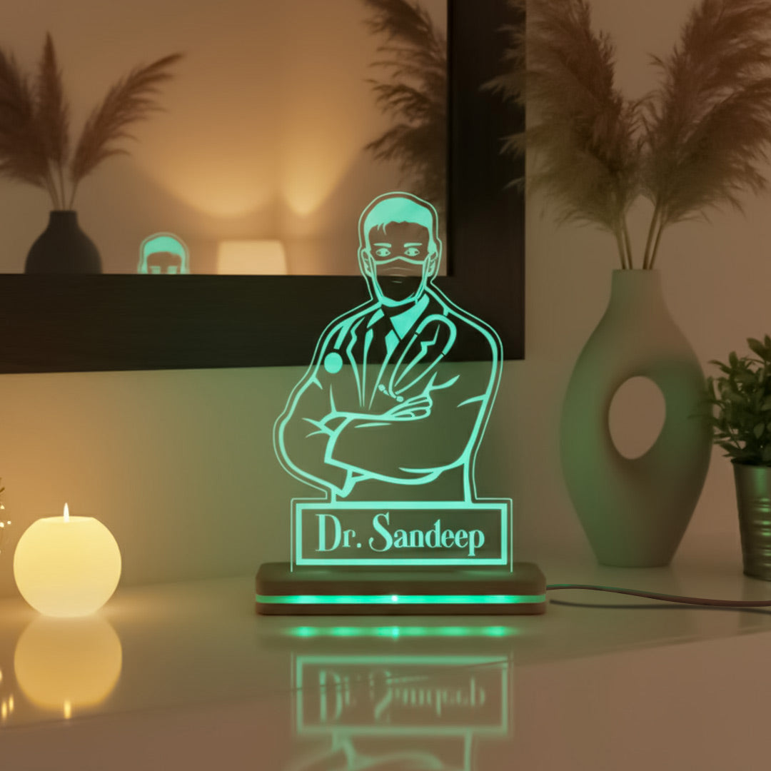 Personalized Doctor 3D Acrylic LED Name Lamp | 3D Acrylic Lamp & Illusion | Love Craft Gifts