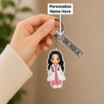 Personalized Doctor Cartoon Keyring with Custom Name | Love Craft Gifts™