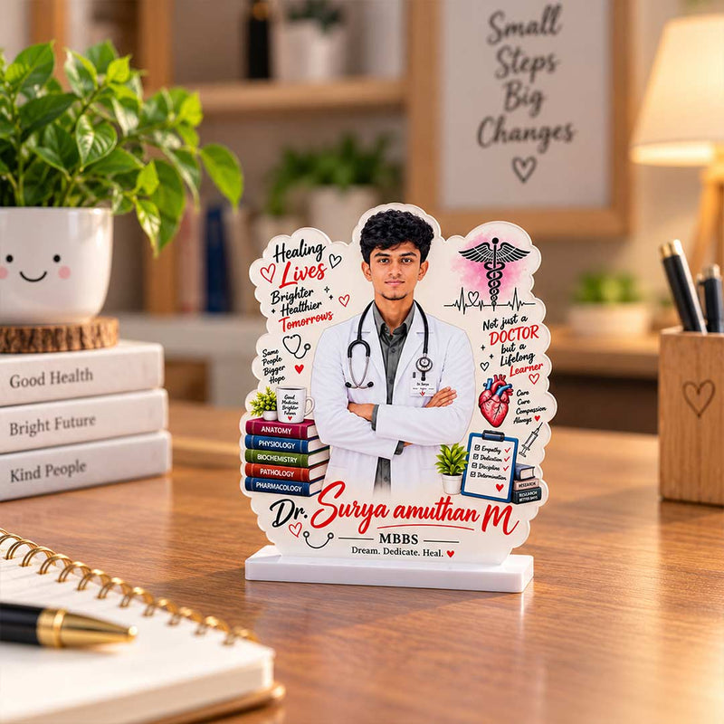 Personalized Doctor Name Table Stand 6x7" | Custom Photo Desk Decor Gift | Love Craft Gifts™