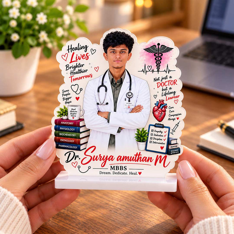 Personalized Doctor Photo Table Stand 6x7" | Custom Photo Name Gift for Doctors | Love Craft Gifts™