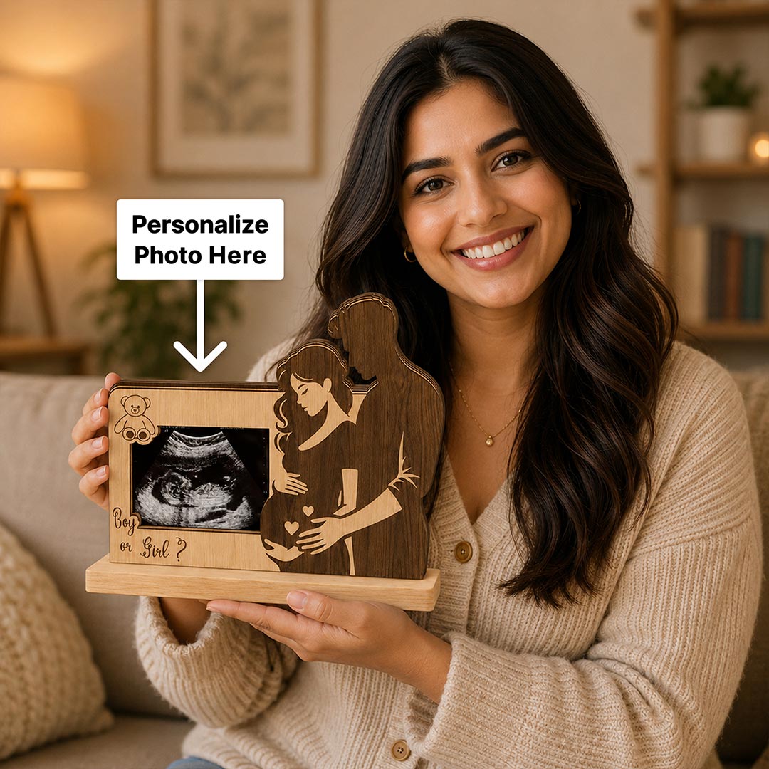 Personalized Expecting Parents Ultrasound Photo Stand 8x6 Inch | Custom Sonogram Pregnancy Keepsake
